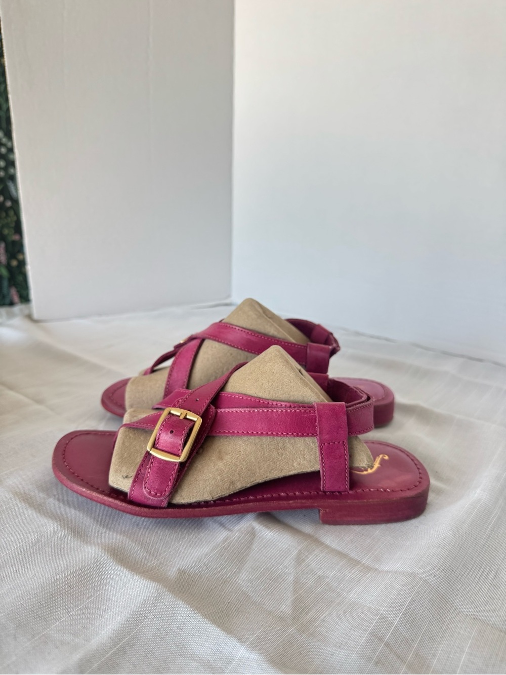 Free People Raspberry Suede Strappy Sandals Size 6 - Picture 3 of 9